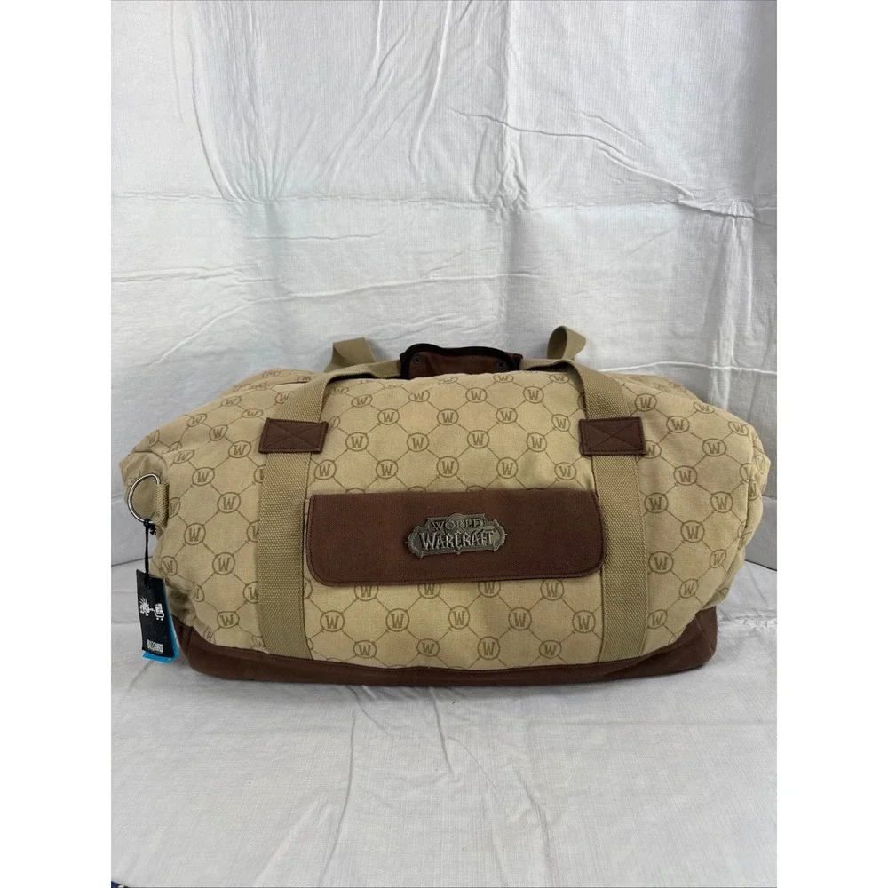 World of Warcraft Blizzard Entertainment Duffle Bag B63131 Tan Brown Logo